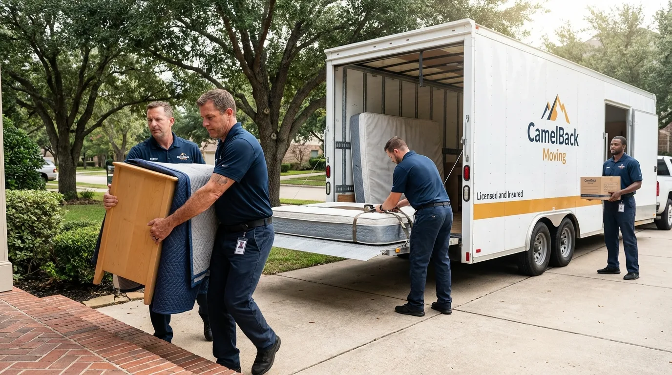 Crew loading residential truck for cross-state move from Kahoka, MO