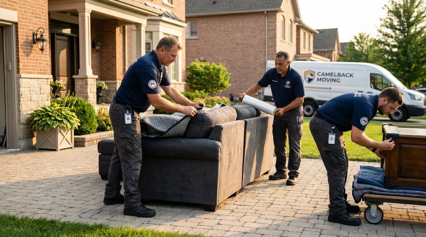 Large estate moving crew wrapping furniture in Kahoka, MO