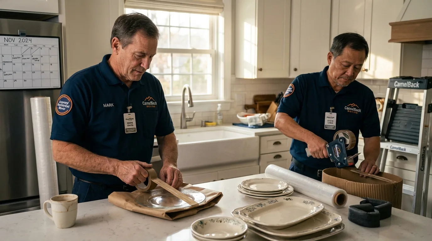 Professional crew packing kitchen dishware in Kahoka, MO